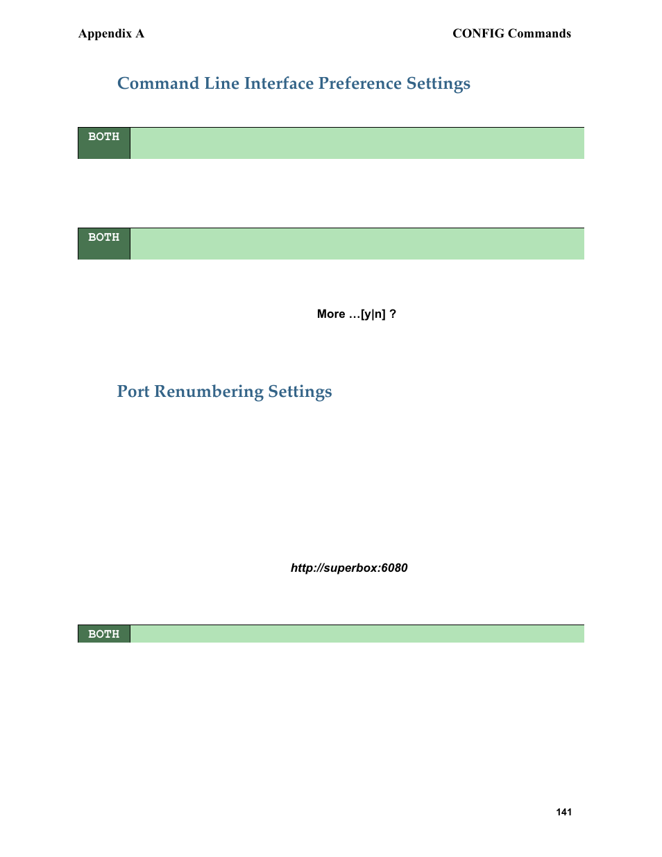 Command line interface preference settings, Port renumbering settings | Netopia 6.3 User Manual | Page 141 / 161