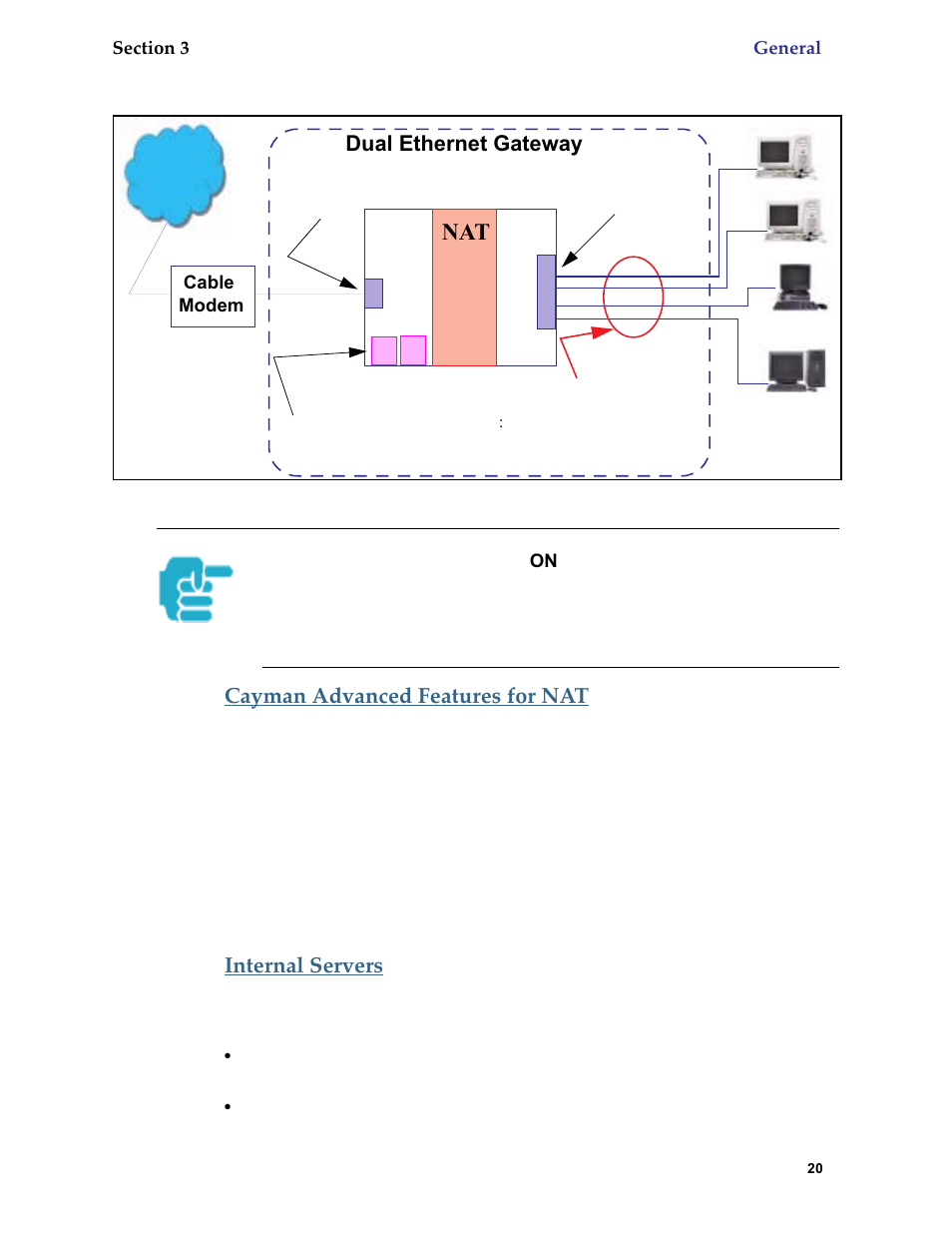 Cayman advanced features for nat internal servers | Netopia 6.3 User Manual | Page 20 / 161