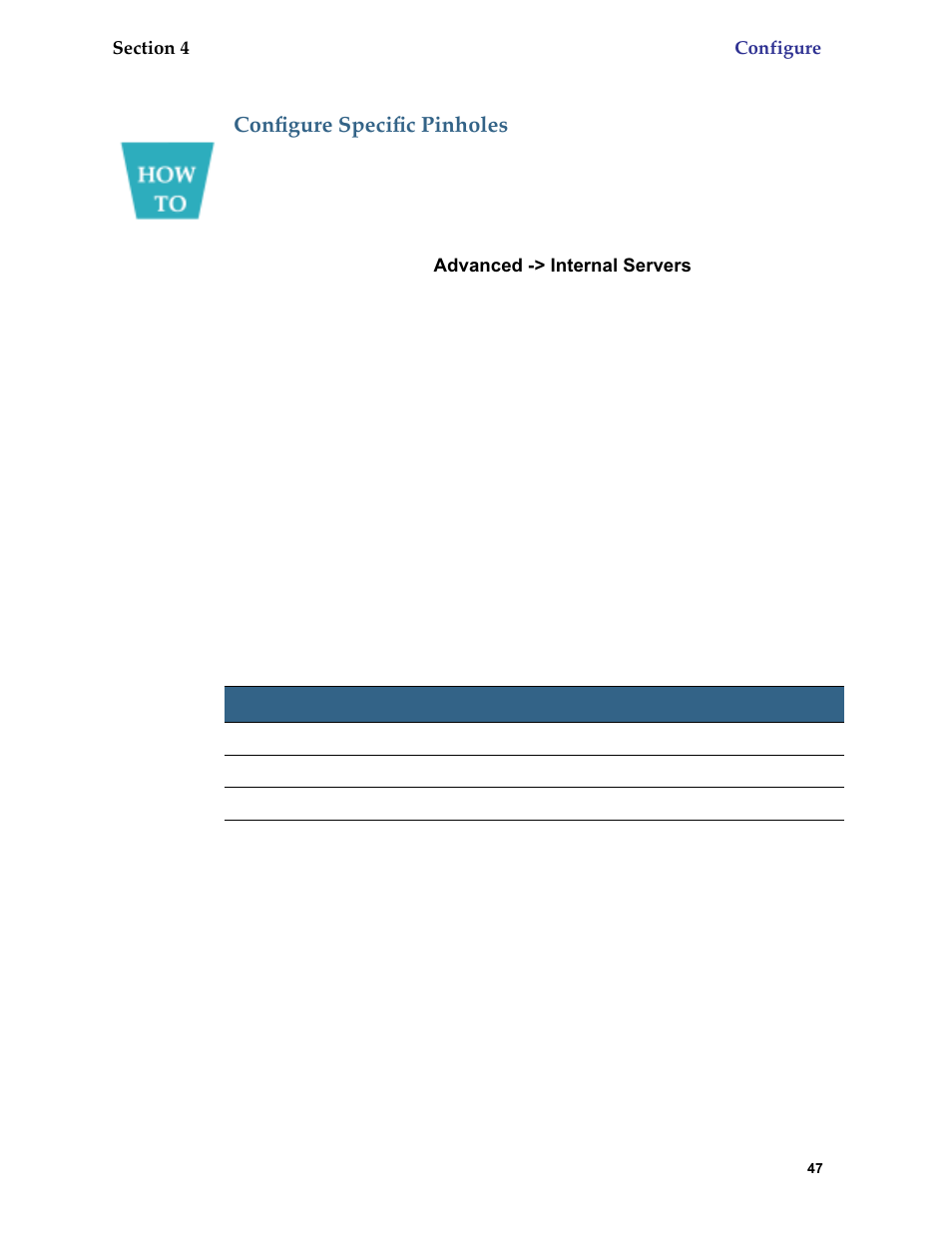 Configure specific pinholes, For how t, Conﬁgure speciﬁc pinholes | Netopia 6.3 User Manual | Page 47 / 161