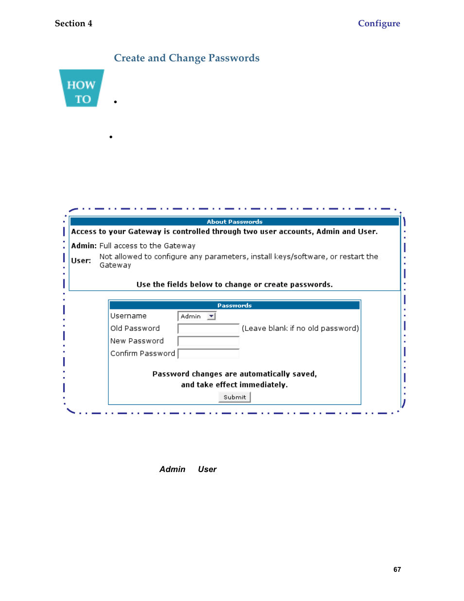 Create and change passwords | Netopia 6.3 User Manual | Page 67 / 161