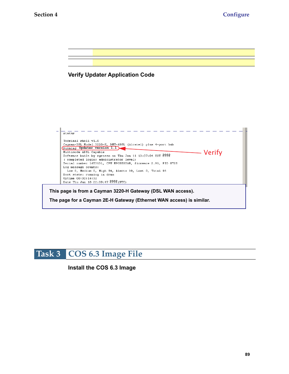 Task 3 cos 6.3 image file, Verify | Netopia 6.3 User Manual | Page 89 / 161