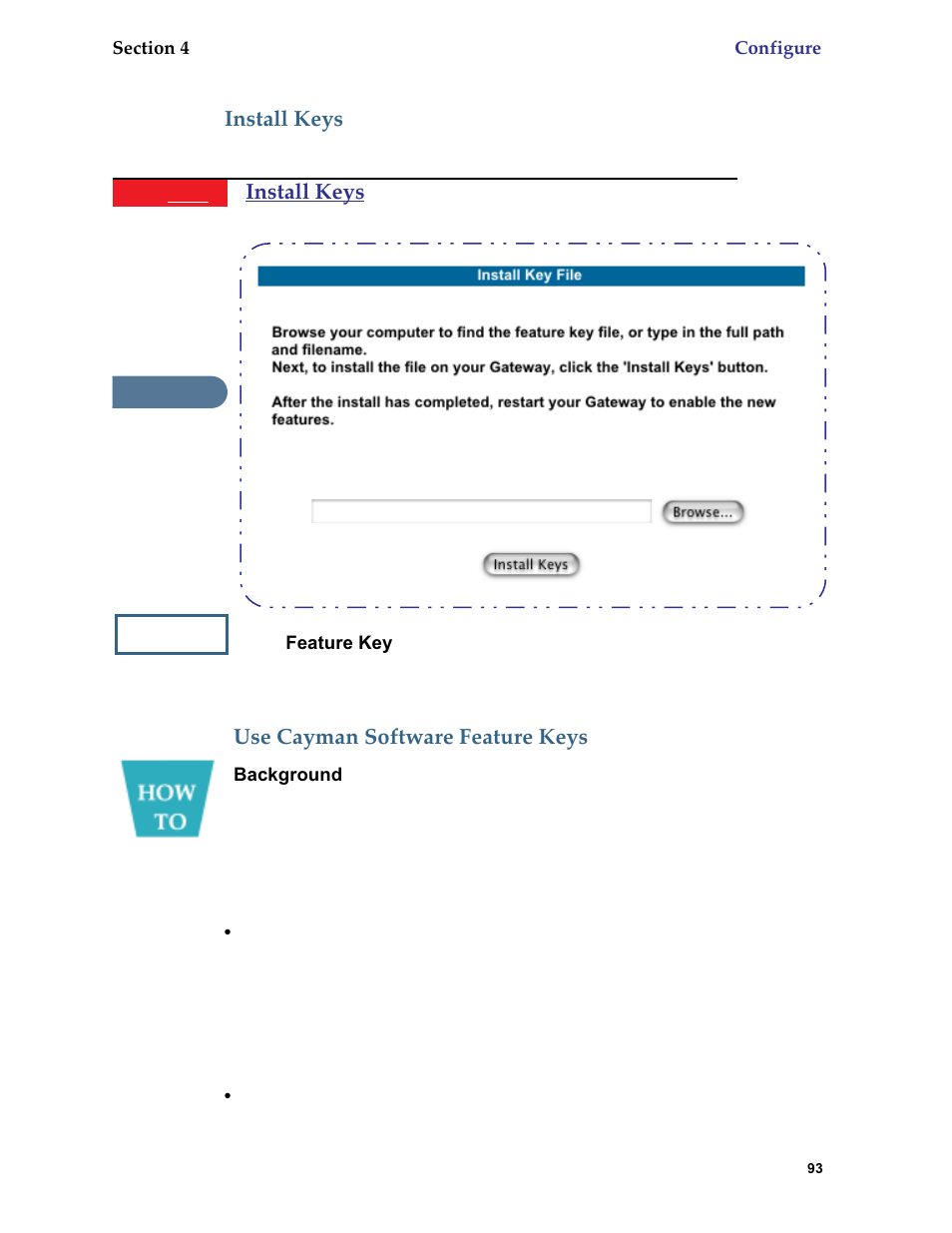 Install keys use cayman software feature keys | Netopia 6.3 User Manual | Page 93 / 161