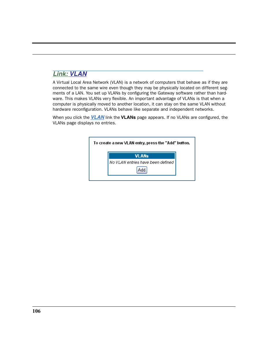 Link: vlan, Vlan | Netopia 2200 User Manual | Page 106 / 351