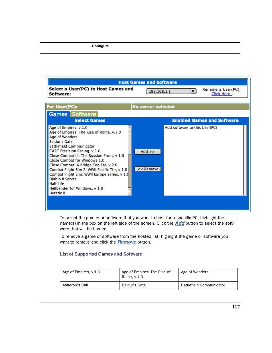 List of supported games and software | Netopia 2200 User Manual | Page 117 / 351