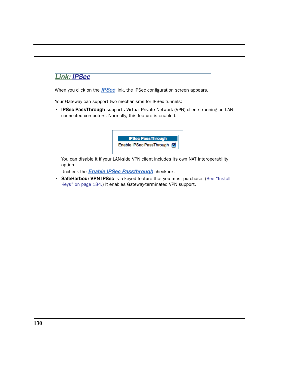 Link: ipsec, Ipsec | Netopia 2200 User Manual | Page 130 / 351