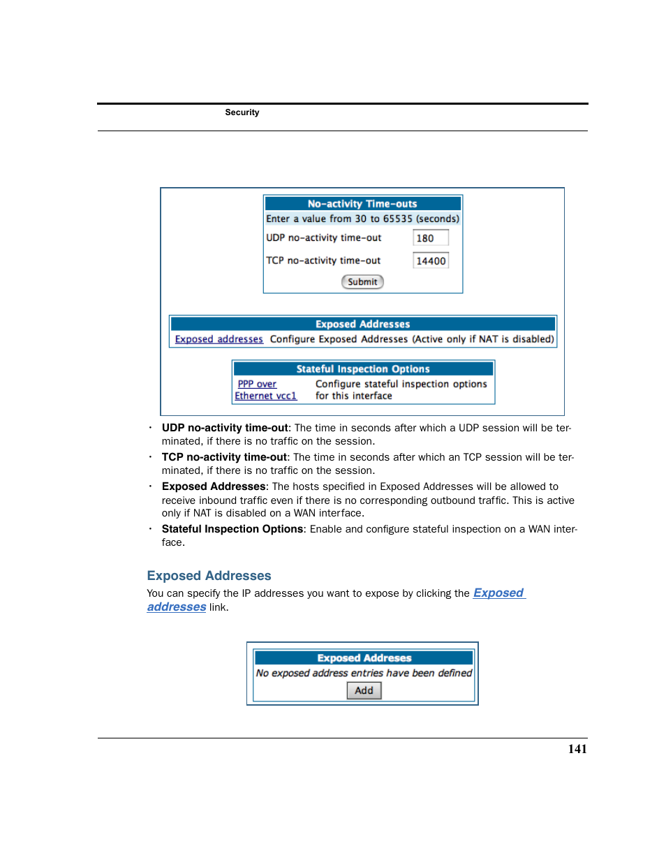 Exposed addresses | Netopia 2200 User Manual | Page 141 / 351