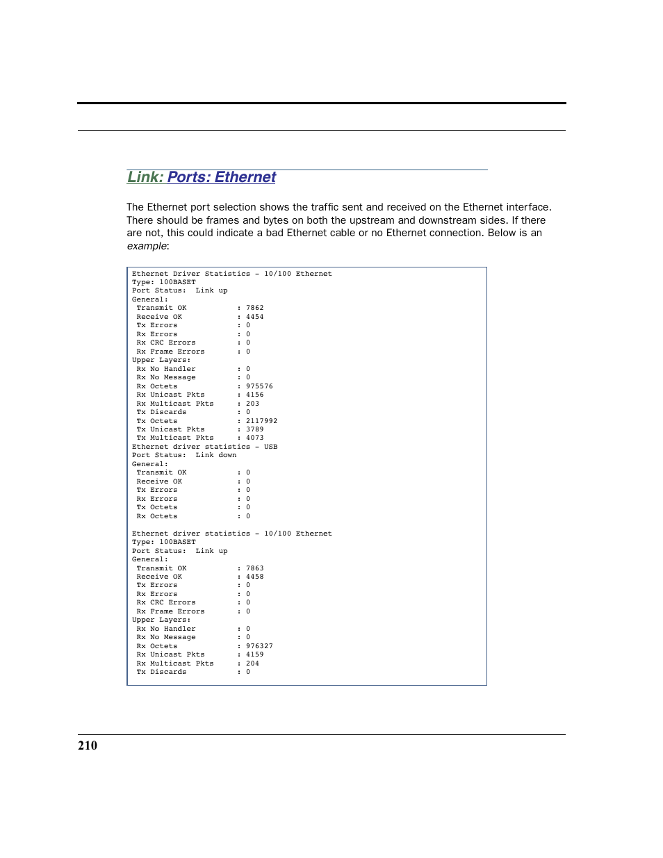 Link: ports: ethernet, Ports: ethernet | Netopia 2200 User Manual | Page 210 / 351