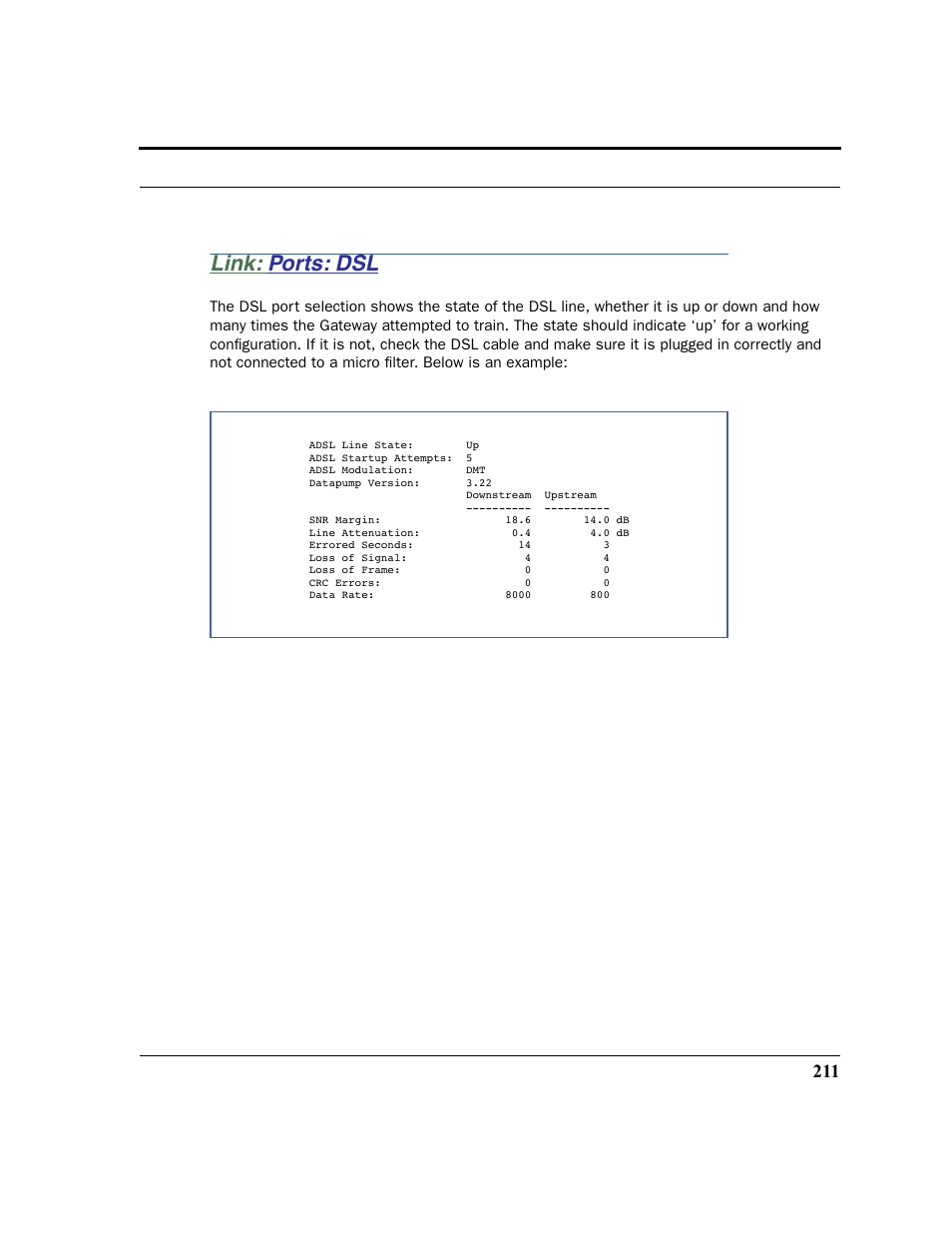 Link: ports: dsl, Ports: dsl | Netopia 2200 User Manual | Page 211 / 351