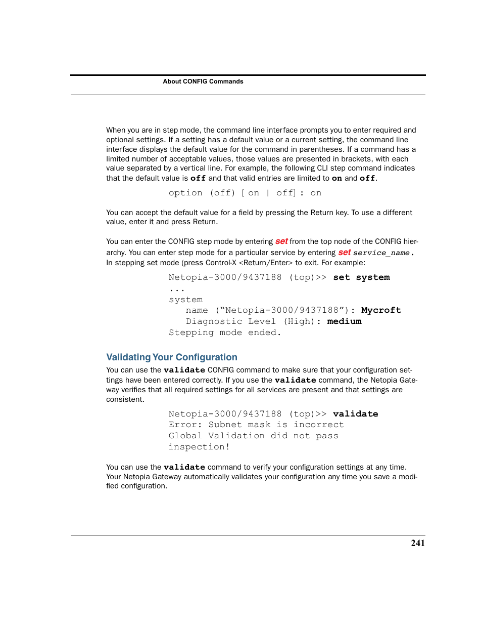 Validating your configuration | Netopia 2200 User Manual | Page 241 / 351