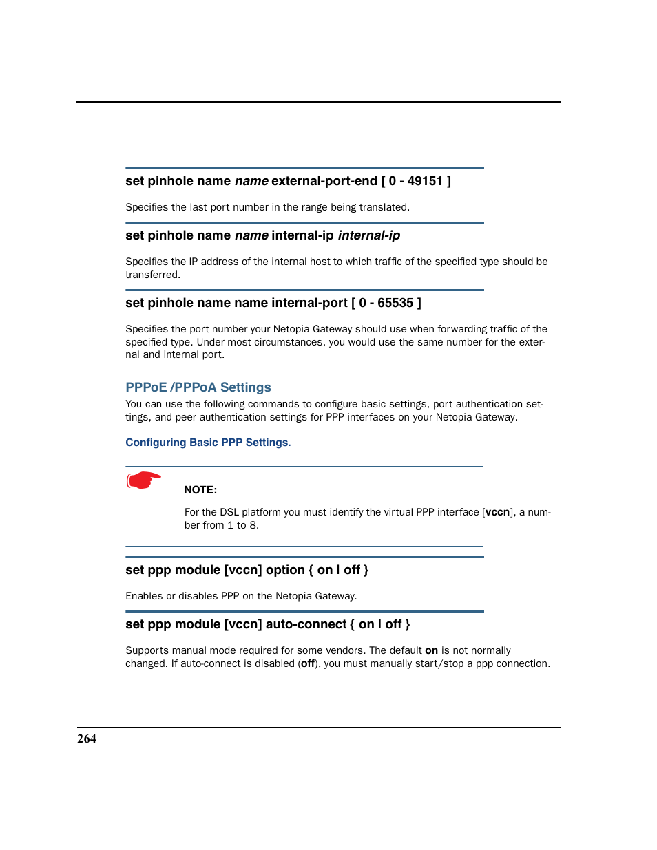 Pppoe /pppoa settings, Configuring basic ppp settings | Netopia 2200 User Manual | Page 264 / 351