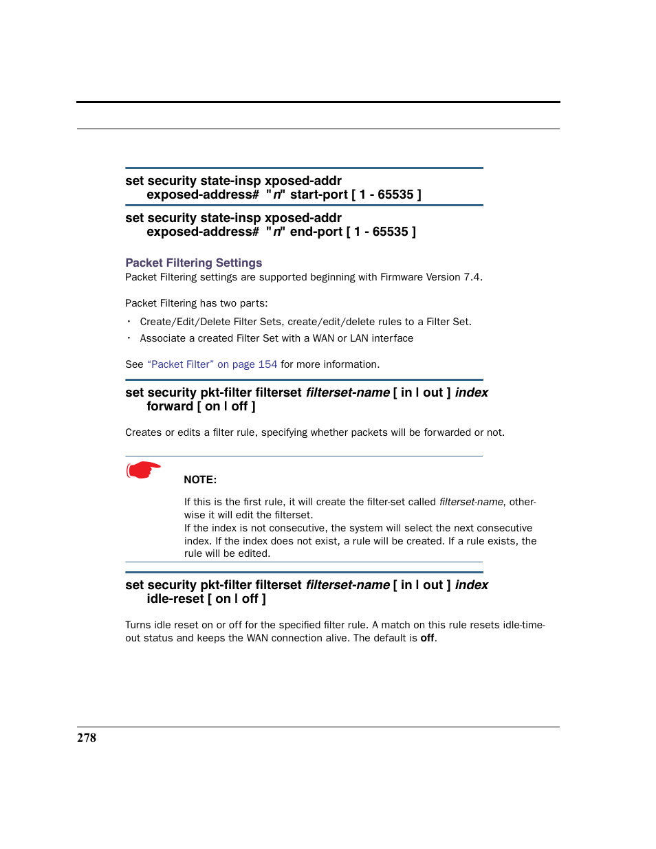 Packet filtering settings | Netopia 2200 User Manual | Page 278 / 351