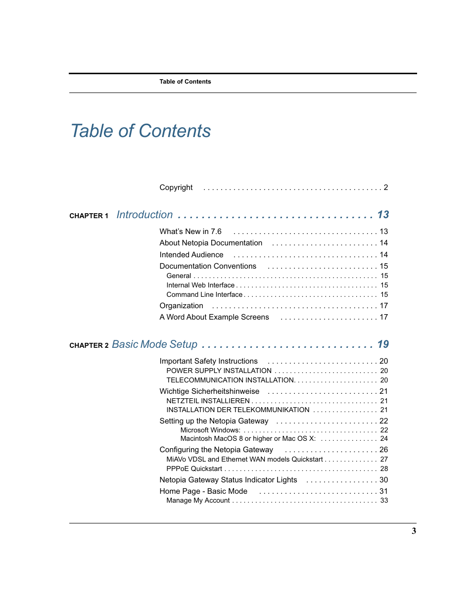 Netopia 2200 User Manual | Page 3 / 351