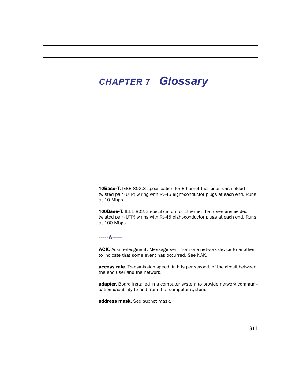 Chapter 7 glossary, Chapter 7, Glossary | Netopia 2200 User Manual | Page 311 / 351