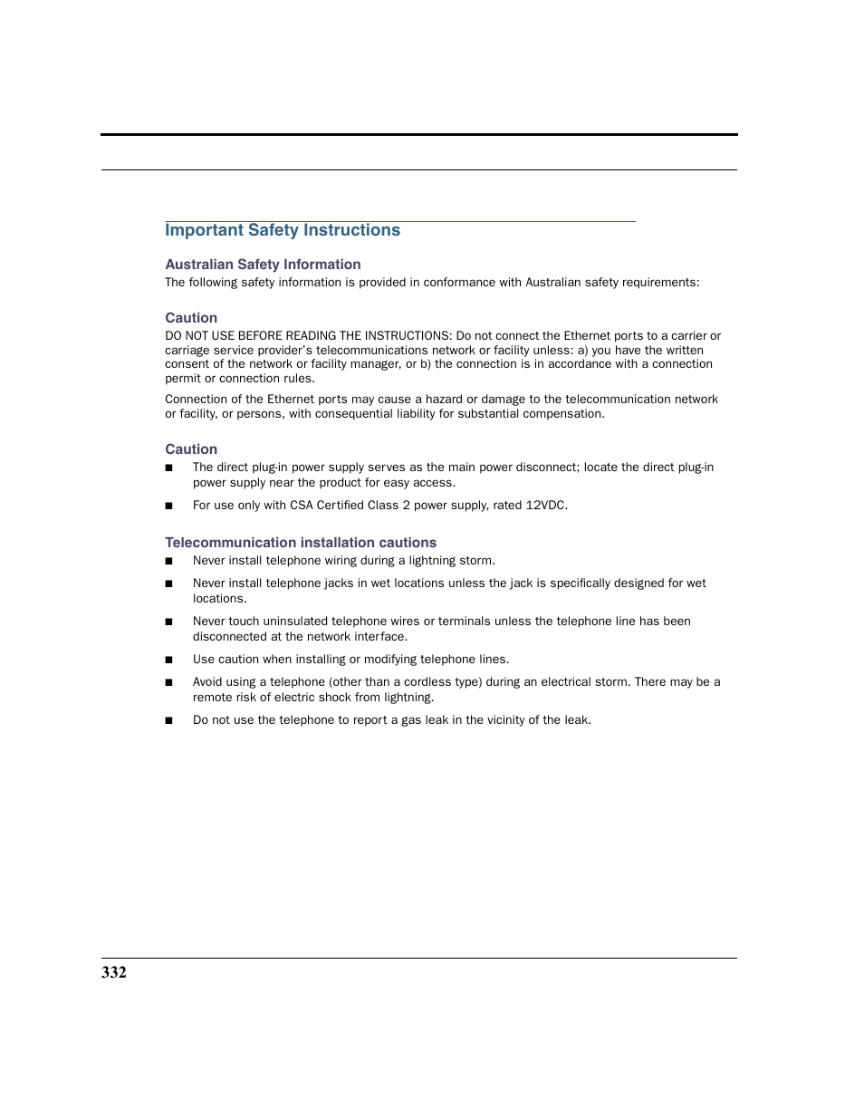 Important safety instructions, 332 important safety instructions | Netopia 2200 User Manual | Page 332 / 351