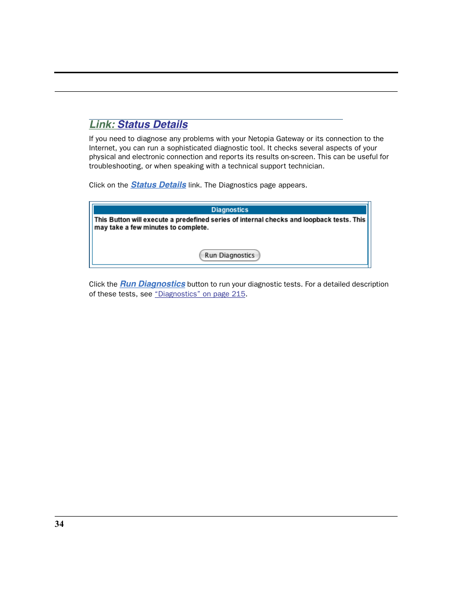 Link: status details, Status details | Netopia 2200 User Manual | Page 34 / 351