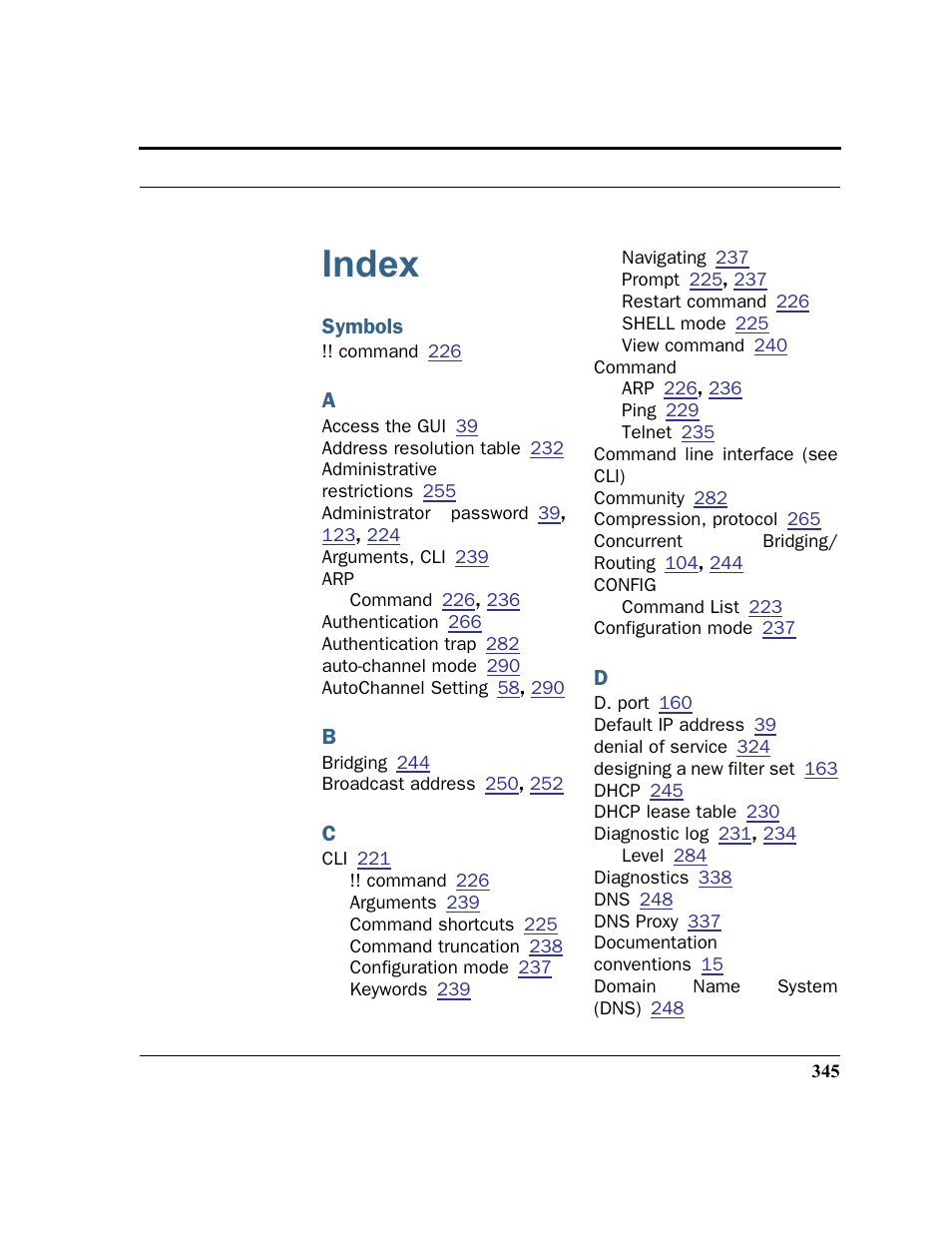 Index | Netopia 2200 User Manual | Page 345 / 351
