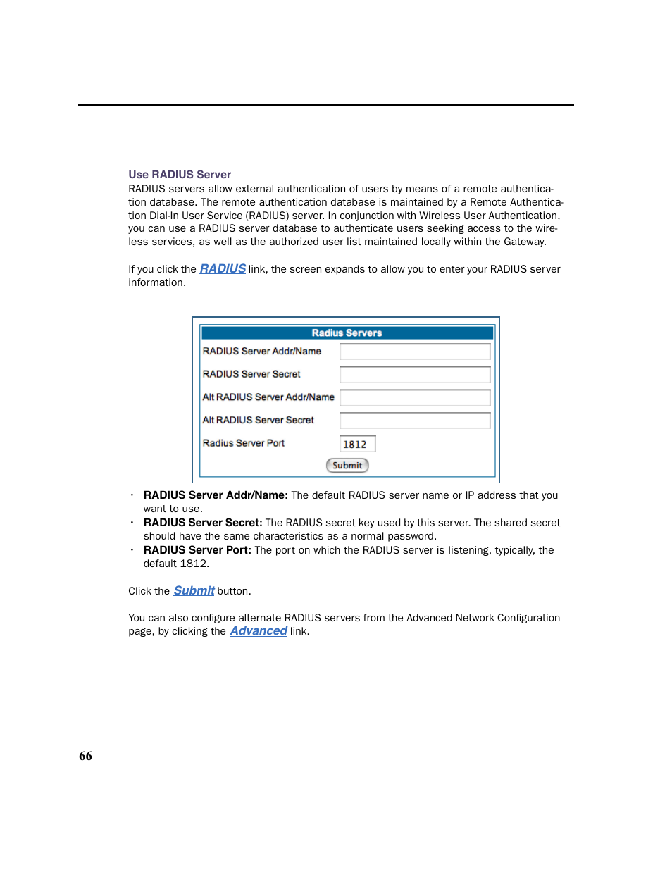 Use radius server | Netopia 2200 User Manual | Page 66 / 351