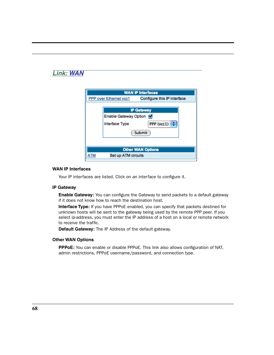 Link: wan | Netopia 2200 User Manual | Page 68 / 351