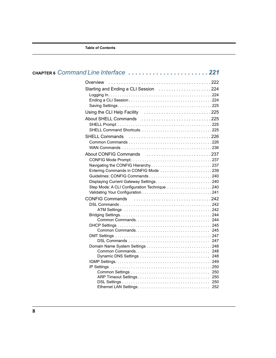 Command line interface | Netopia 2200 User Manual | Page 8 / 351
