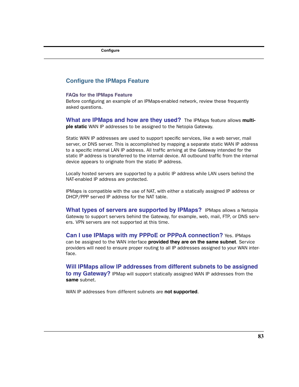 Configure the ipmaps feature | Netopia 2200 User Manual | Page 83 / 351