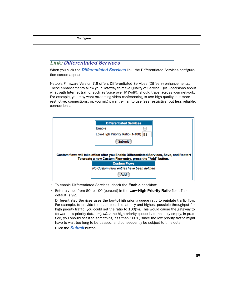 Link: differentiated services, Differentiated services | Netopia 2200 User Manual | Page 89 / 351