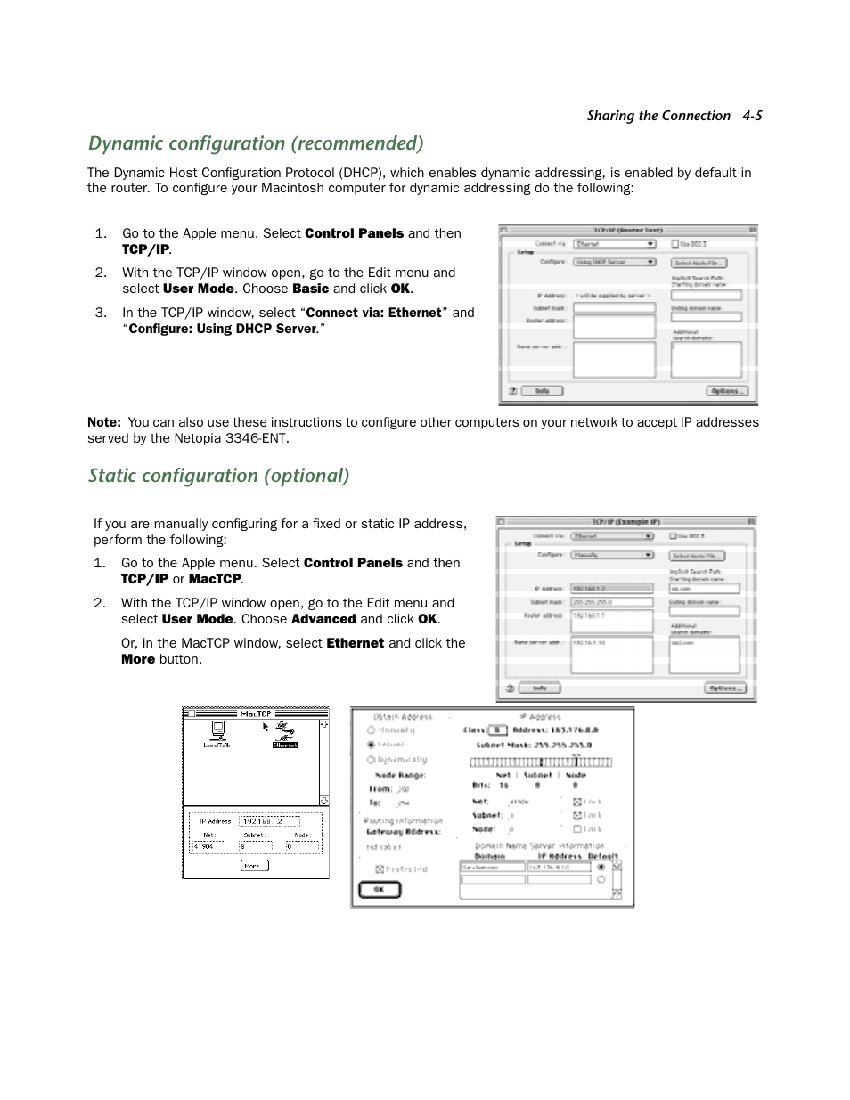 Dynamic configuration (recommended), Static configuration (optional) | Netopia 3346-ENT User Manual | Page 19 / 38