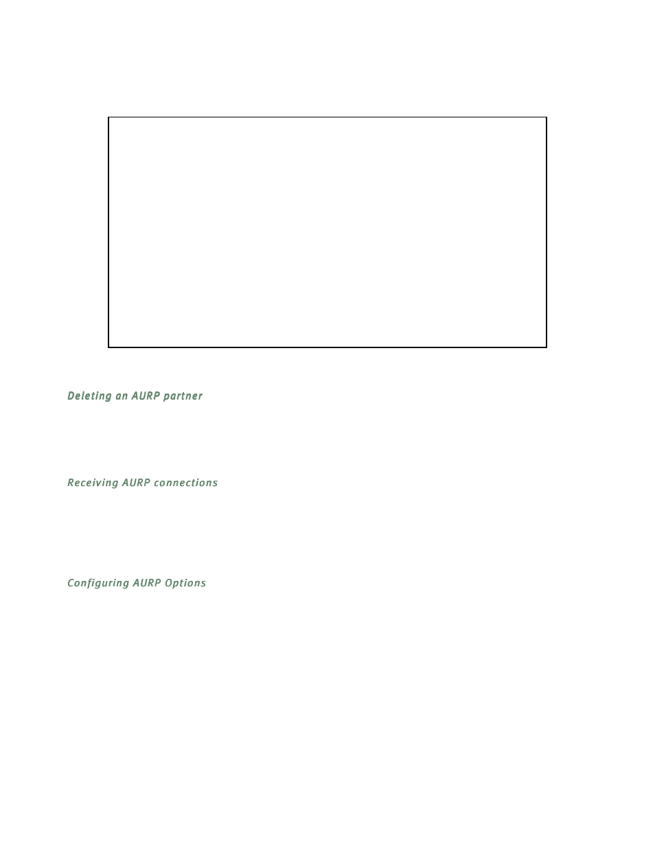 Deleting an aurp partner, Receiving aurp connections, Configuring aurp options | Netopia R5300 User Manual | Page 146 / 290