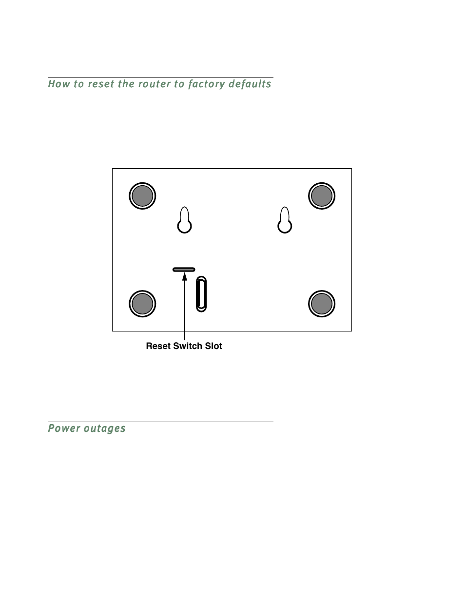 How to reset the router to factory defaults, Power outages | Netopia R5300 User Manual | Page 235 / 290