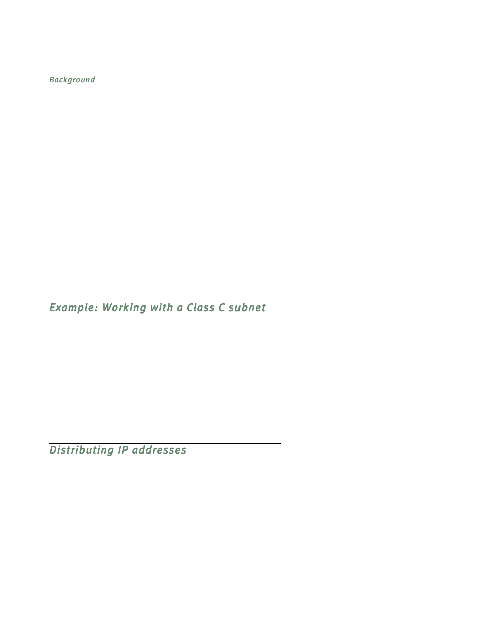 Background, Example: working with a class c subnet, Distributing ip addresses | Netopia R5300 User Manual | Page 243 / 290