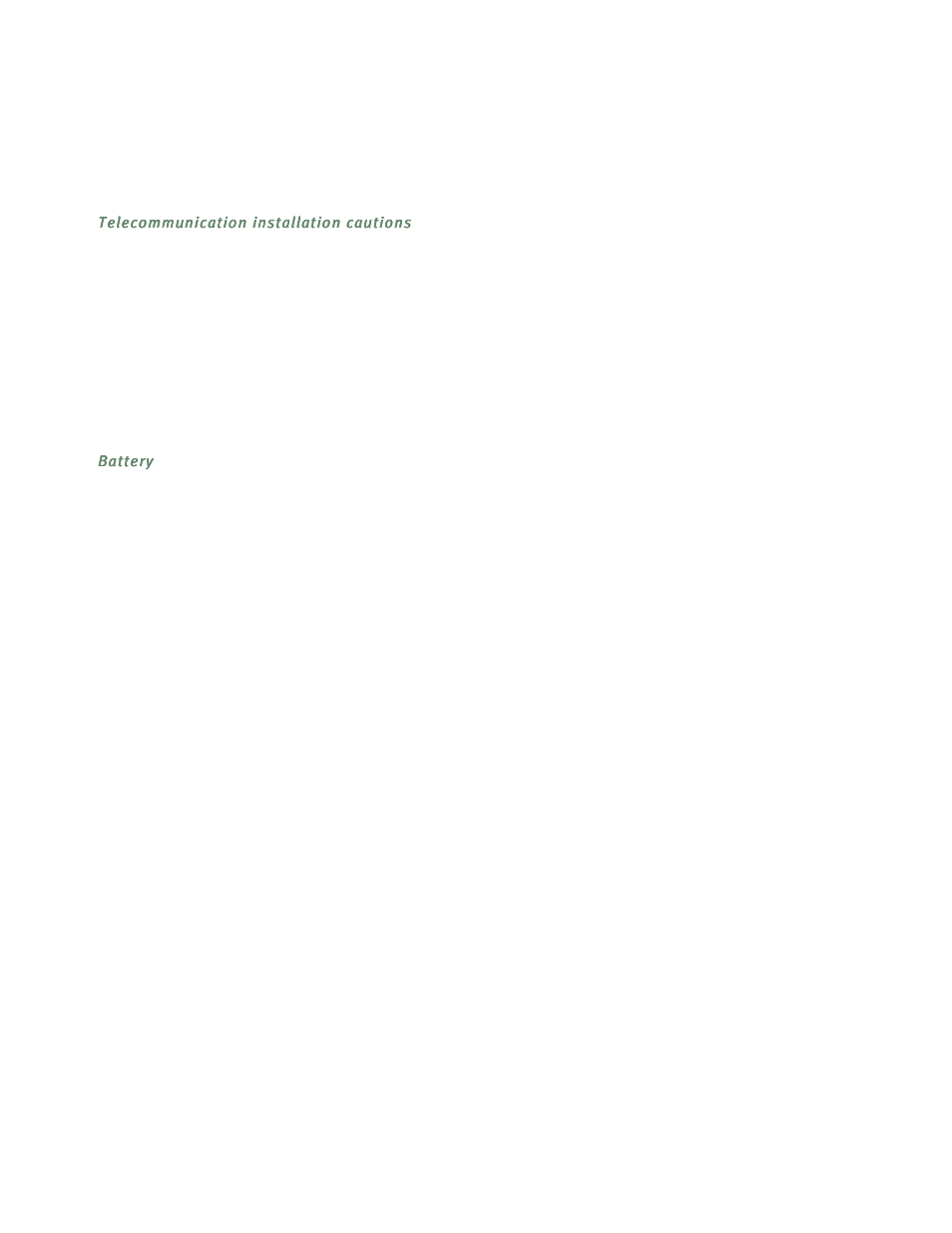 Telecommunication installation cautions, Battery | Netopia R5300 User Manual | Page 273 / 290