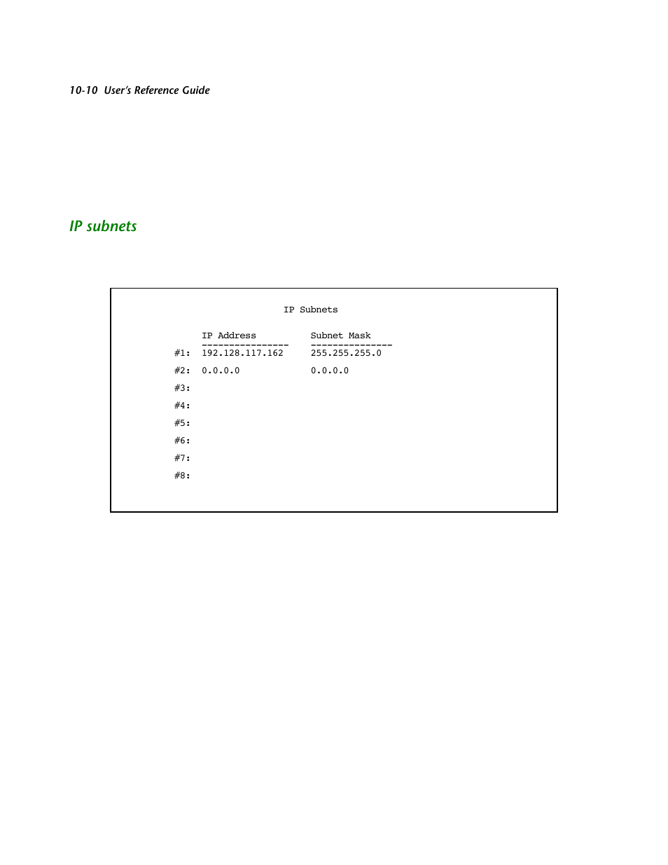 Ip subnets, Ip subnets -10 | Netopia R2121 User Manual | Page 114 / 280