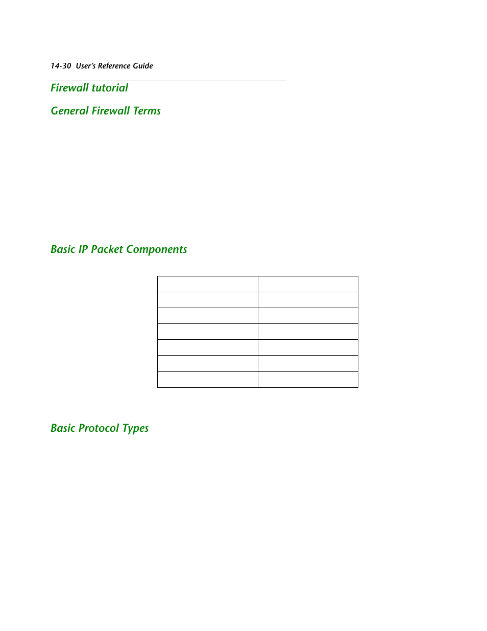 Firewall tutorial, General firewall terms, Basic ip packet components | Basic protocol types, Firewall tutorial -30, General firewall terms -30, Basic ip packet components -30, Basic protocol types -30, Firewall tutorial general firewall terms | Netopia R2121 User Manual | Page 192 / 280