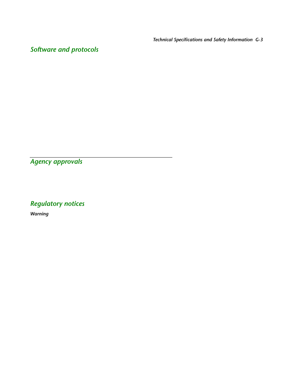Software and protocols, Agency approvals, Regulatory notices | Netopia R2121 User Manual | Page 259 / 280