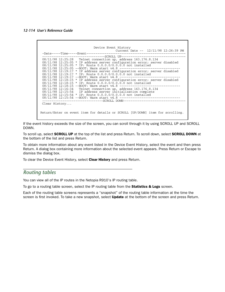 Routing tables | Netopia R910 User Manual | Page 114 / 209