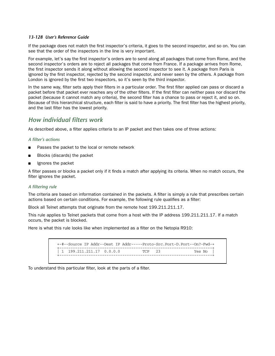 How individual filters work | Netopia R910 User Manual | Page 128 / 209