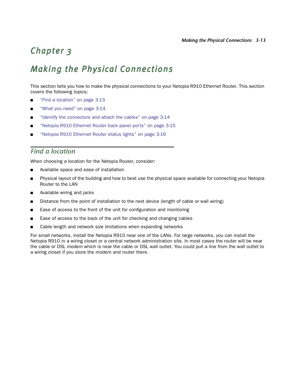 Making the physical connections, Find a location | Netopia R910 User Manual | Page 13 / 209