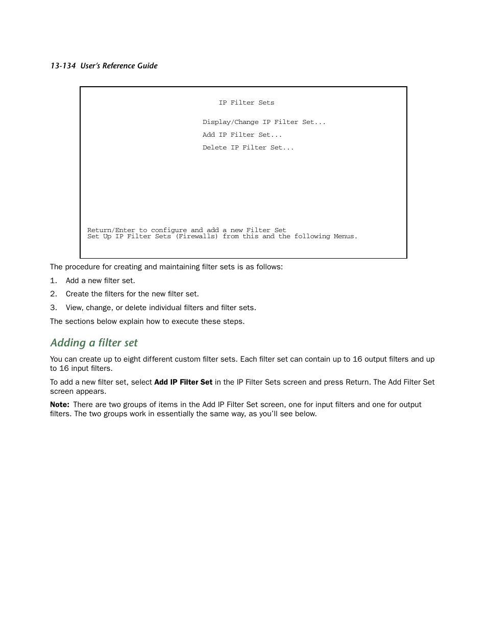 Adding a filter set | Netopia R910 User Manual | Page 134 / 209