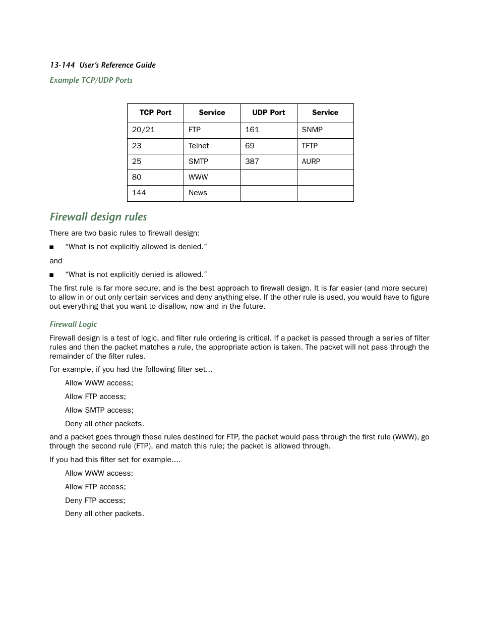 Firewall design rules | Netopia R910 User Manual | Page 144 / 209