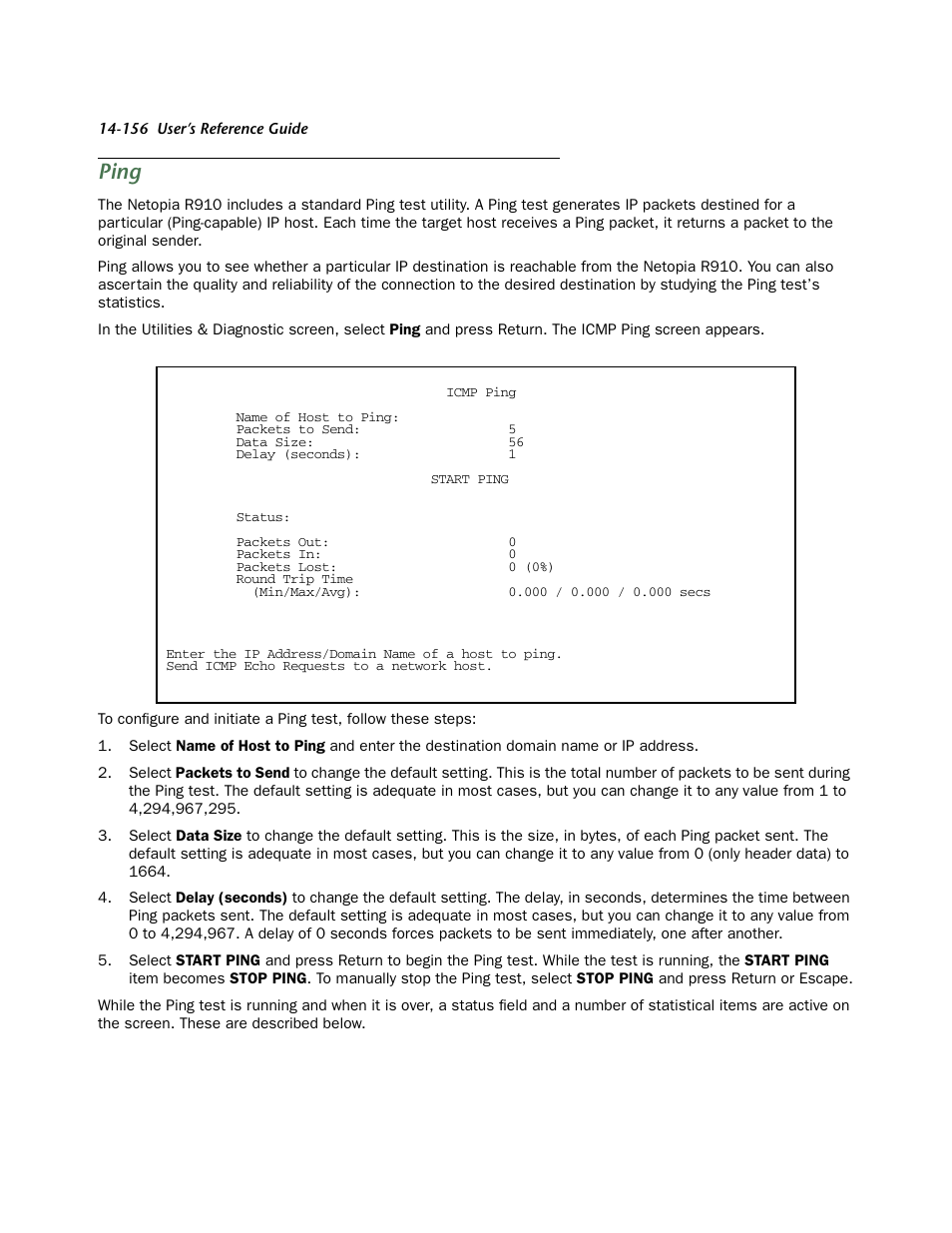 Ping | Netopia R910 User Manual | Page 156 / 209