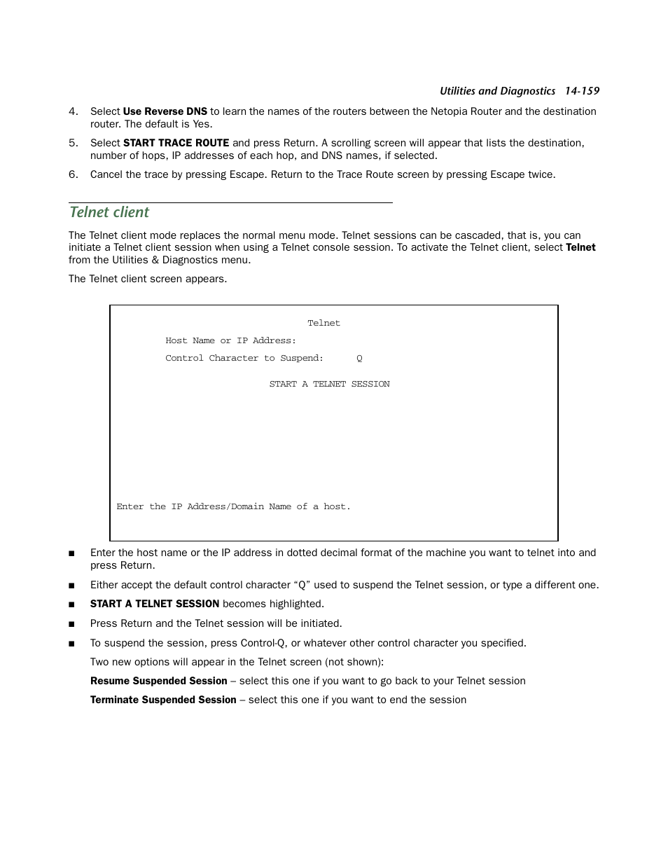 Telnet client | Netopia R910 User Manual | Page 159 / 209