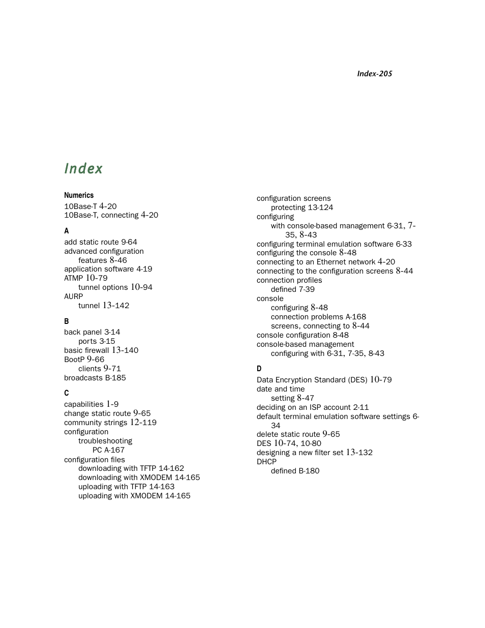 Index | Netopia R910 User Manual | Page 205 / 209