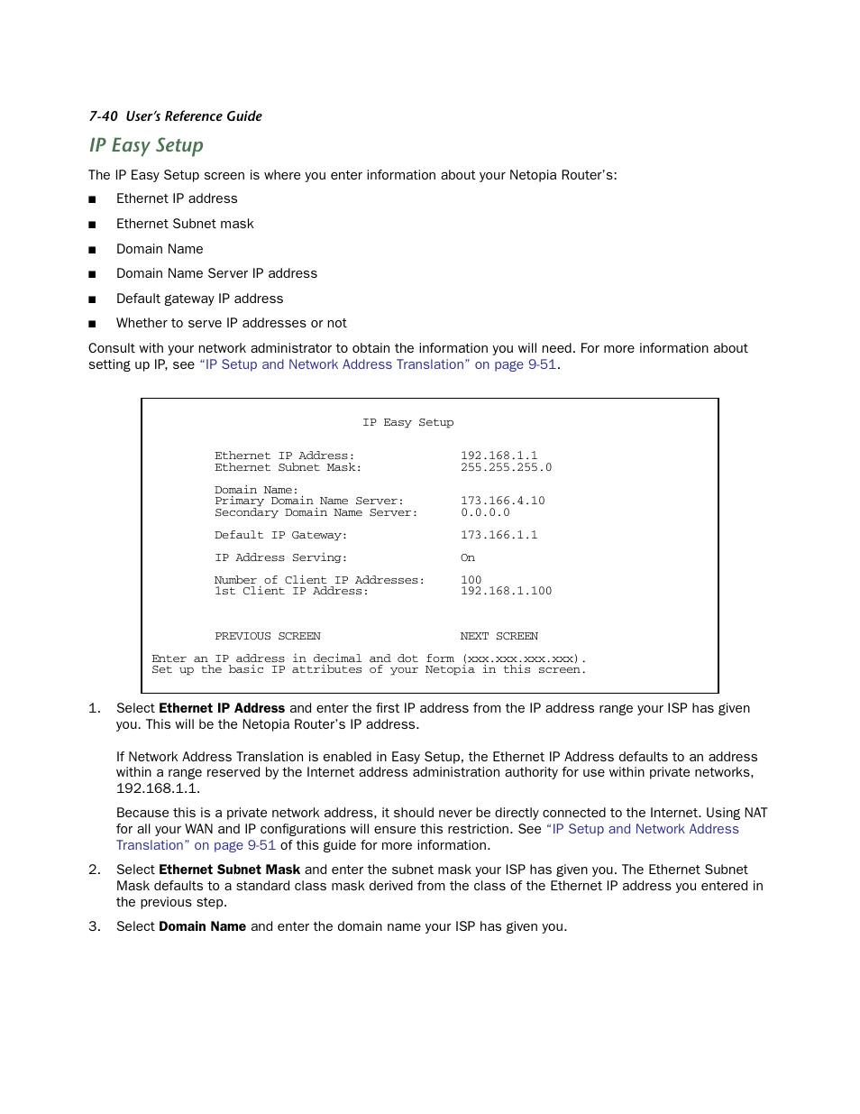 Ip easy setup | Netopia R910 User Manual | Page 40 / 209