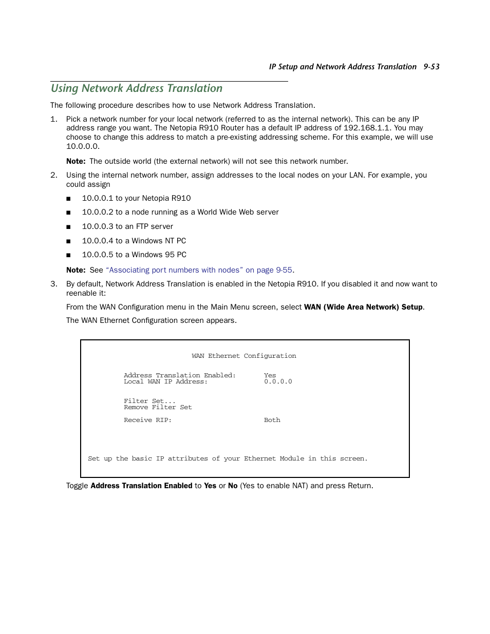 Using network address translation | Netopia R910 User Manual | Page 53 / 209