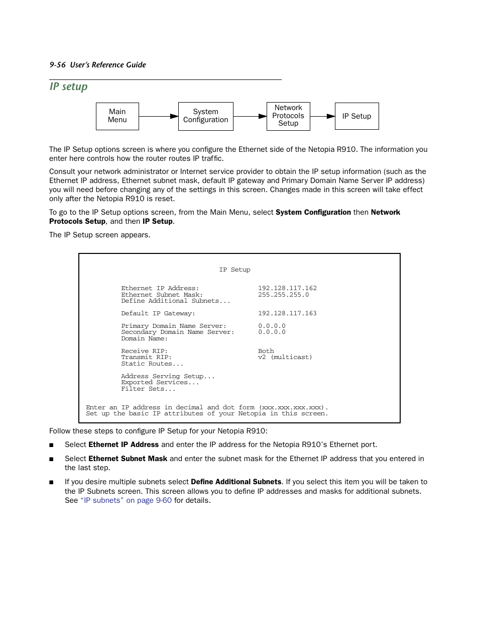 Ip setup | Netopia R910 User Manual | Page 56 / 209