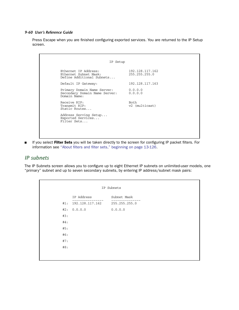 Ip subnets | Netopia R910 User Manual | Page 60 / 209