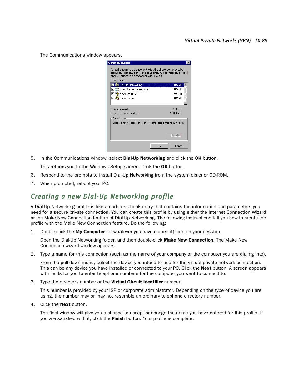 Creating a new dial-up networking profile | Netopia R910 User Manual | Page 89 / 209