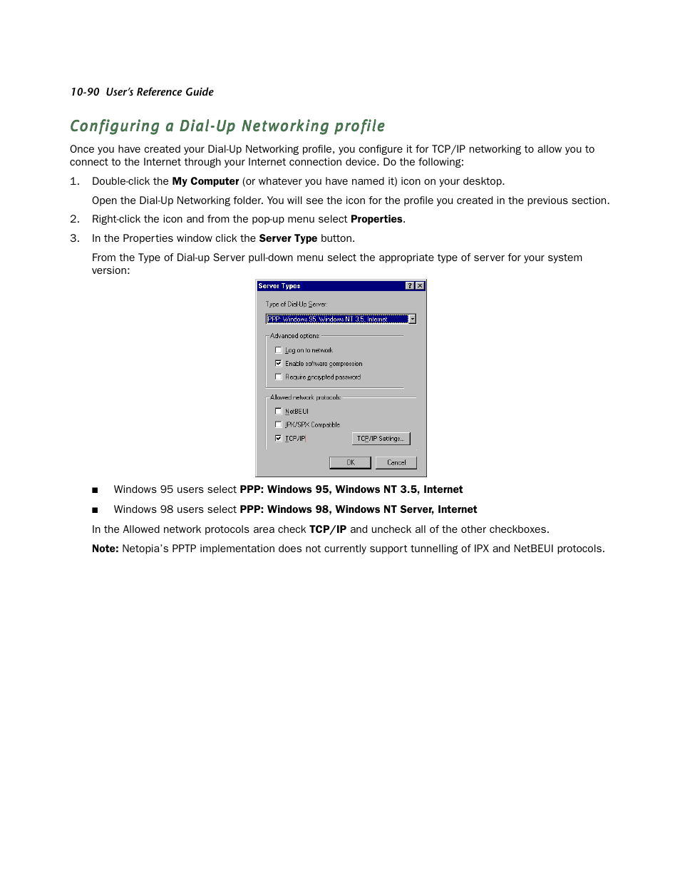 Configuring a dial-up networking profile | Netopia R910 User Manual | Page 90 / 209