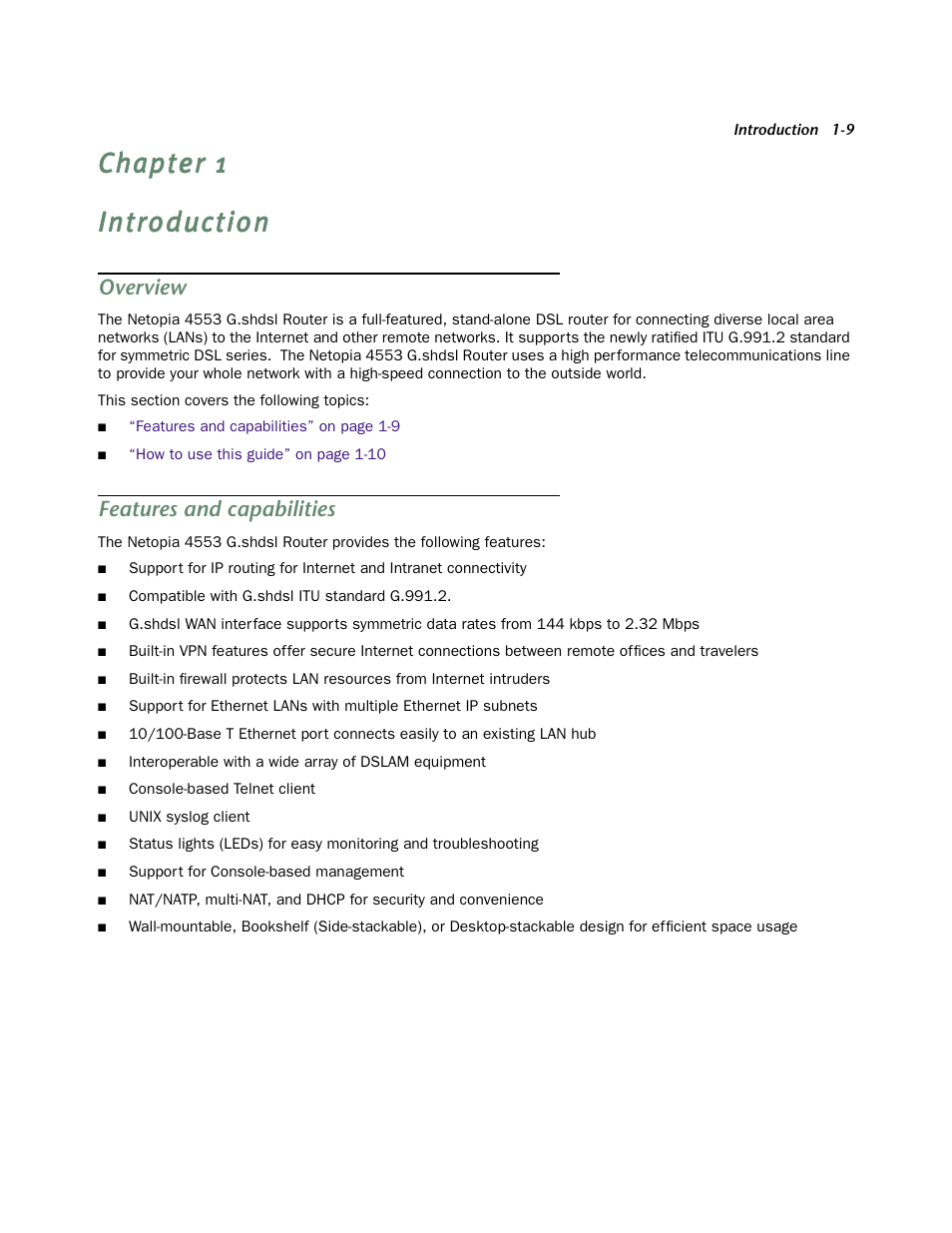 Overview, Features and capabilities | Netopia 4553 User Manual | Page 9 / 218