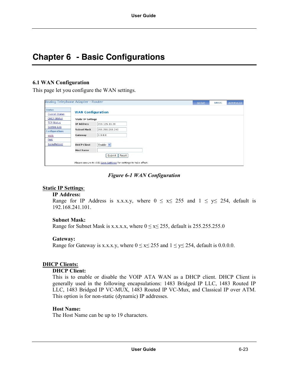 Chapter 6 - basic configurations | Netopia Network Adapater User Manual | Page 23 / 69
