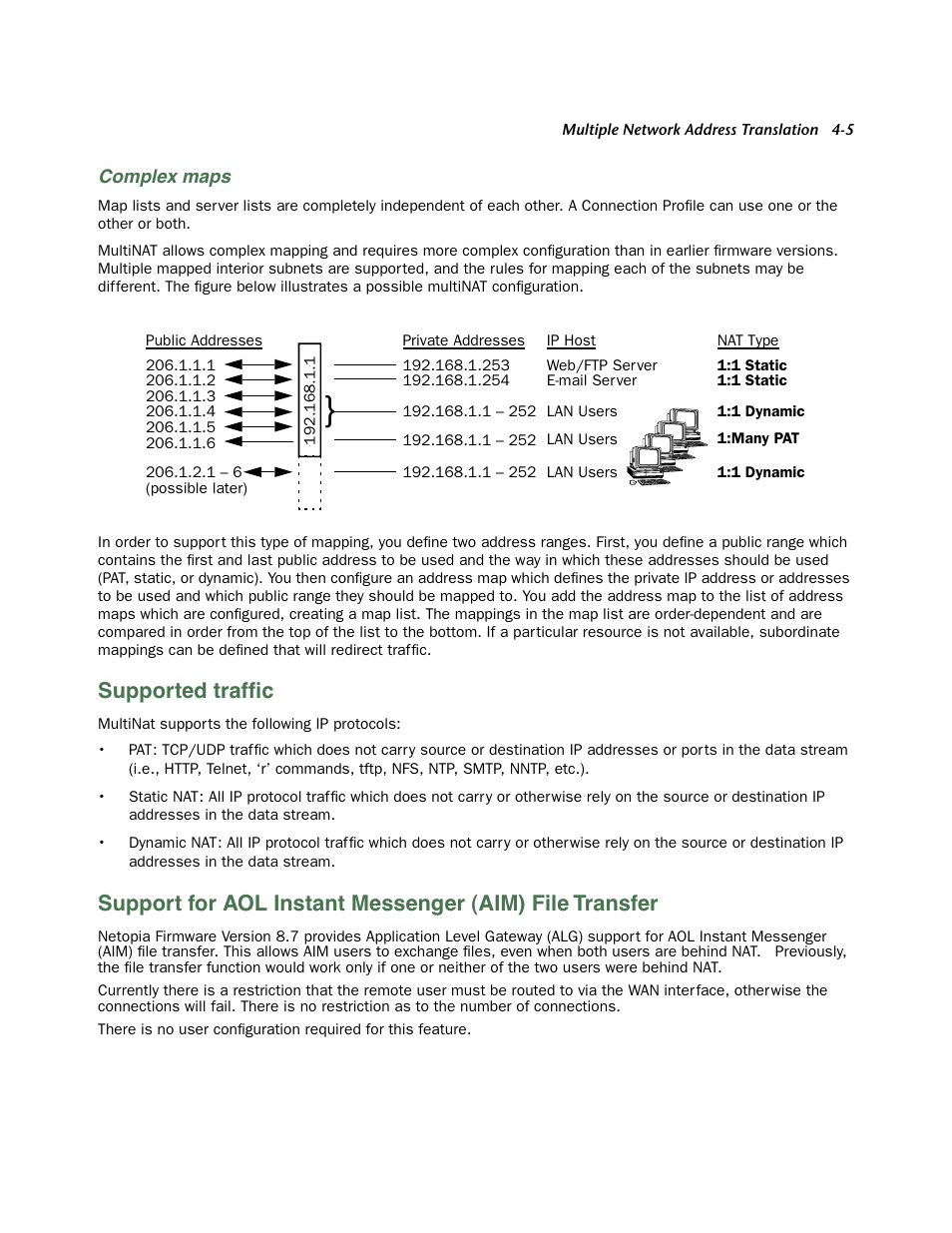 Complex maps, Supported traffic, Suppor ted traffic -5 | Supported trafﬁc | Netopia 3300 User Manual | Page 101 / 334